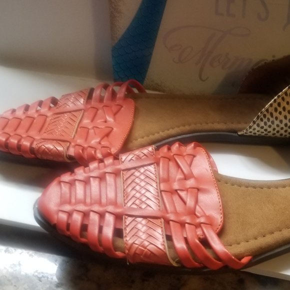 Route 66 Flat shoes Orange Sz 9 NEW Never Worn - Picture 1 of 9